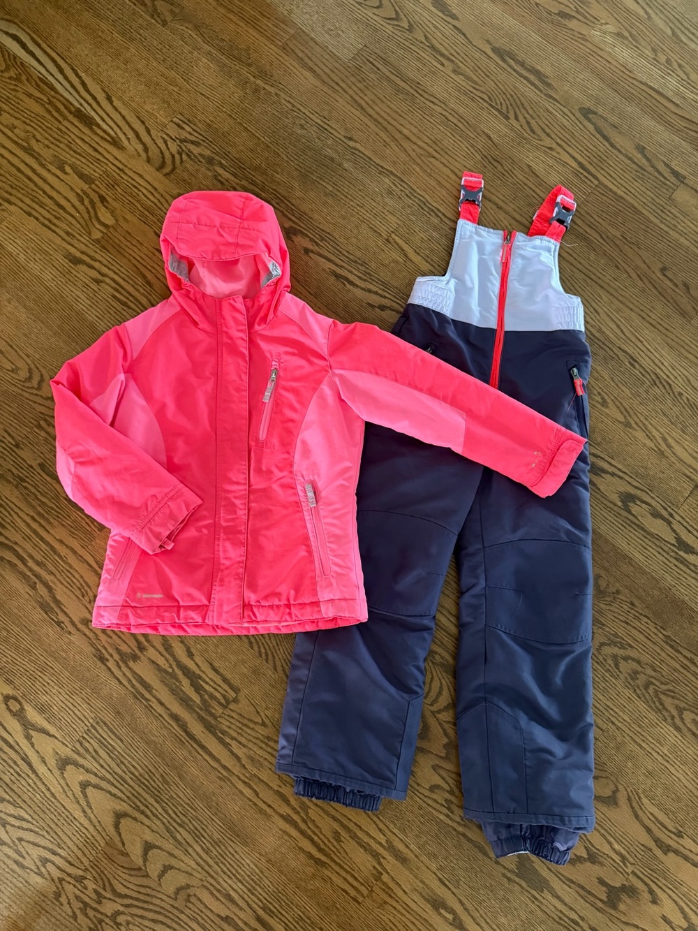 Size 6 / 6X Girls Champion Pink Winter Jacket and Coordinating Purple Snow Pants